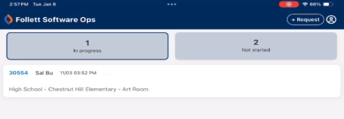 Home screen for user assigned requests.